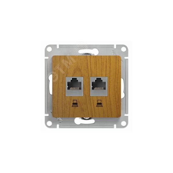 Розетка Glossa двойная компьютерная RJ45 + RJ45 кат.5E механизм дуб SE (Systeme) GSL000585KK