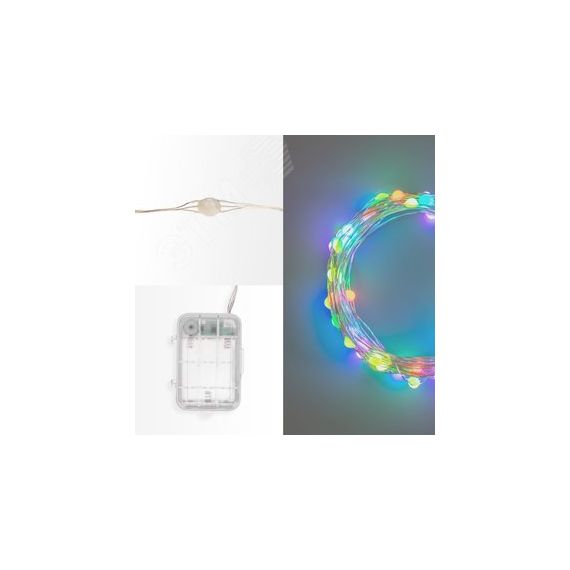 Гирлянда Роса 10м 100LED RGB IP44 на батарейках 3хАА с пультом Neon-Night 303-259