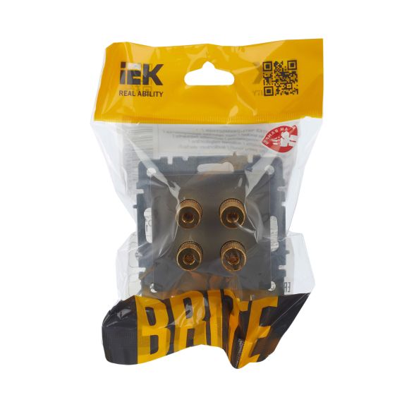 BRITE Аудиорозетка 4-местная РА10-БрС сталь IEK