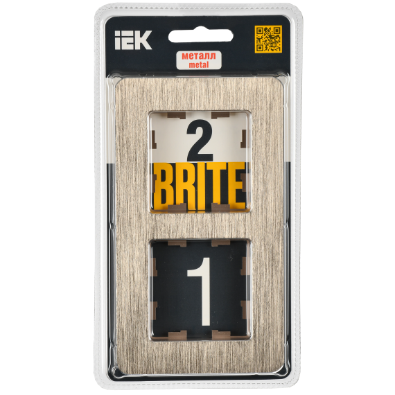 BRITE Рамка 2-местная РУ-2-1-Бр металл шампань RE AL IEK