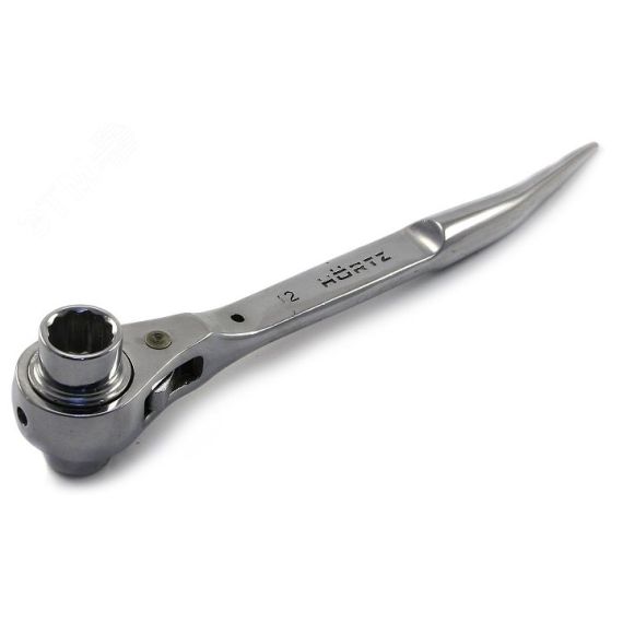 Ключ коликовый торцевой двусторонний трещоточный 24х27 хромированный Hortz 121331