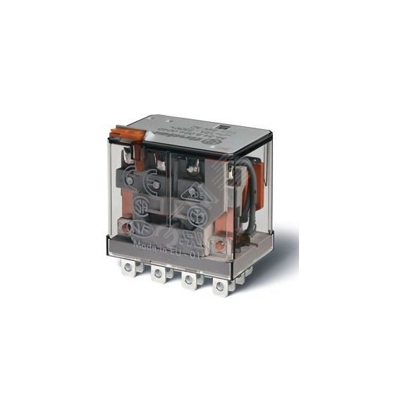 Реле электромеханическое силовое миниатюрное, монтаж в розетку или наконечники Faston (4.8х0.5мм), 4CO 12A, контакты AgNi, катушка 6В АC, степень защи FINDER 56.34.8.006.0010