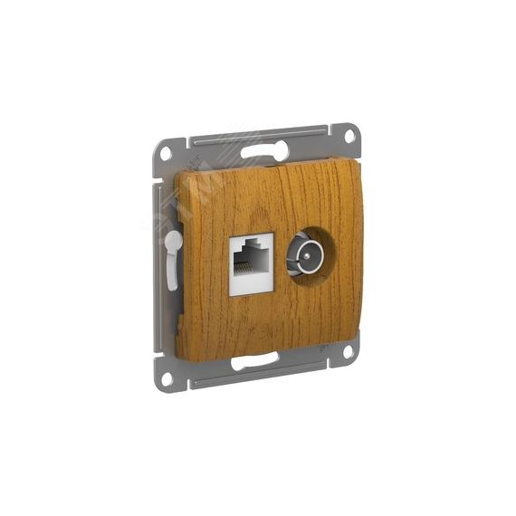 GLOSSA РОЗЕТКА двойная ТВ + компьютерная RJ45, кат. 5Е, ДЕРЕВО ДУБ SE (Systeme) GSL000589