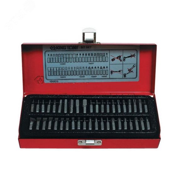 Набор вставок (бит) 1/4', TORX, HEX, PZ, PH, SLOT, 42 предмета King Tony 1042CQ