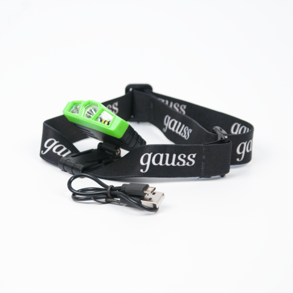 Фонарь налобный светодиодный LED 5 Вт 180 Лм модель GFL406 черный c Li-ion аккумулятором 500 мАч Gauss GF406