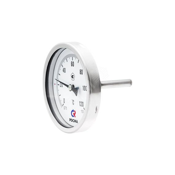 Термометр биметаллический коррозионностойкий осевой БТ-51.220 0-100С 1/2' длина штока 150мм кл.1.5 РОСМА 00000002684