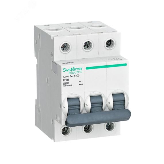 Выключатель автоматический трехполюсный (АВ) B 10А 3P 6kA 400В City9 Set SE (Systeme) C9F16310