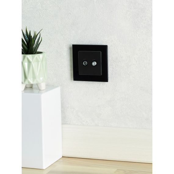 BRITE Розетка двойная TV+SAT РТВ/РСп12-БрЧ черный IEK