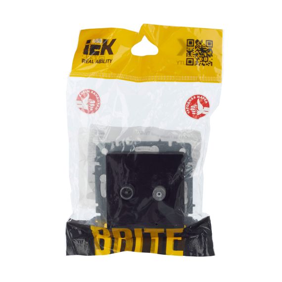 BRITE Розетка двойная TV+SAT РТВ/РСп12-БрЧ черный IEK