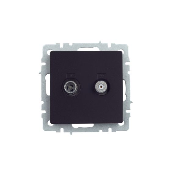 BRITE Розетка двойная TV+SAT РТВ/РСп12-БрЧ черный IEK