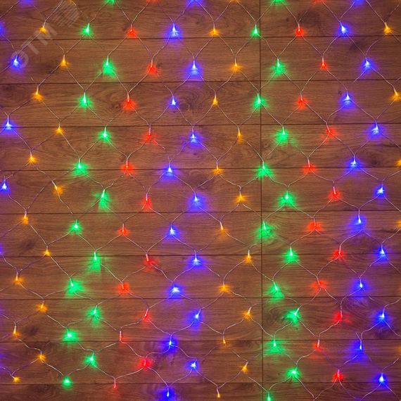 Гирлянда Сеть 1,5х1,5 м, прозрачный ПВХ, 96 LED мультиколор Neon-Night 215-109