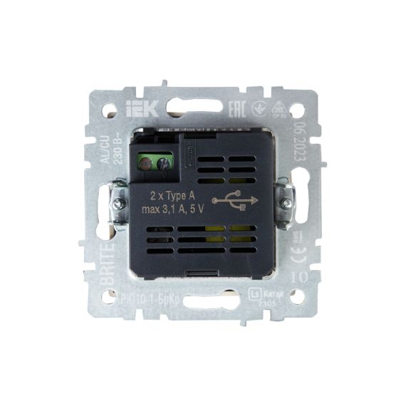 BRITE Розетка USB A+A 5В 3,1А РЮ10-1-БрКр бежевый IEK