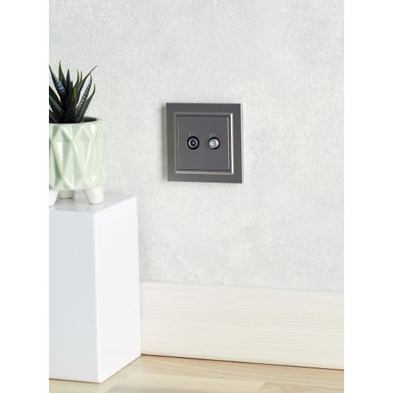 BRITE Розетка двойная TV+SAT РТВ/РСп12-БрС сталь IEK