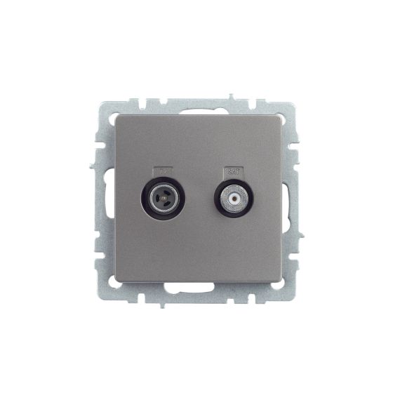 BRITE Розетка двойная TV+SAT РТВ/РСп12-БрС сталь IEK