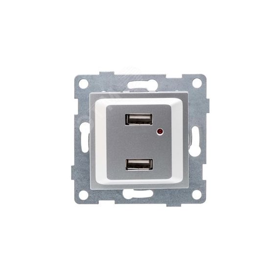 GUSI Ugra механизм розетки USB,  двойной,  скрытая  установка. Цвет  серебро. GUSI Electric С11USB2-004
