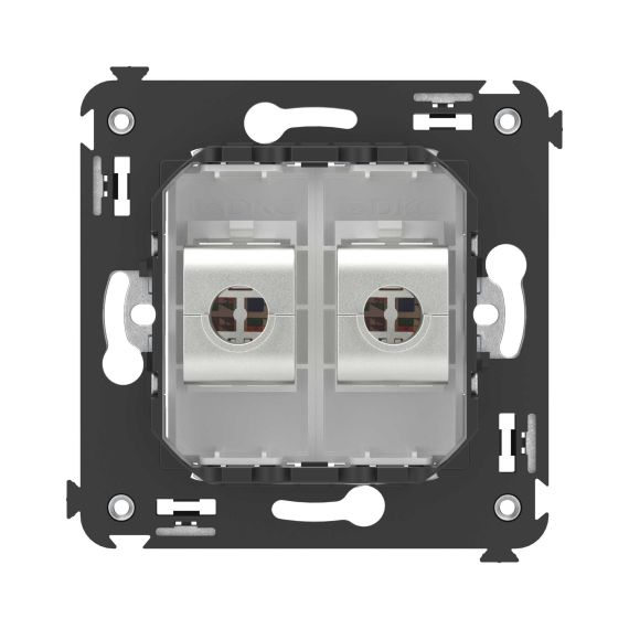 Компьютерная розетка RJ-45 без шторки в стену, кат.5e двойная экранированная, "Avanti", "Белое облако"