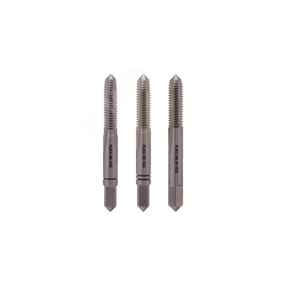 Метчик М 6,0х1,0 (Комплект 3шт) DIN352 HSS-G 6h 50мм a=4,9 Ruko 230060
