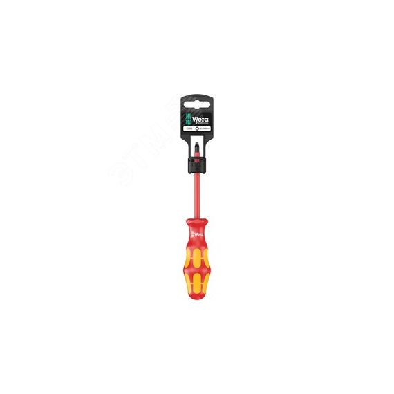 Отвёртка диэлектрическая четырёхгранная 168 i VDE SB # 1 x 80 мм с держателем-еврослот для подвеса WERA WE-100024