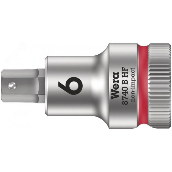 Головка торцевая 8740 B Hex-Plus HF Zyklop со вставкой под внутренний шестигранник DR 3/8 с функцией фиксации крепежа 6 x 35 мм WERA WE-003035