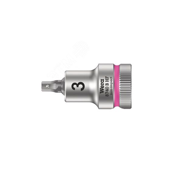 Головка торцевая 8740 B Hex-Plus HF Zyklop со вставкой под внутренний шестигранник DR 3/8 с функцией фиксации крепежа 3 x 35 мм WERA WE-003030