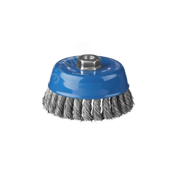 Щетка чашечная для УШМ, плетеные пучки стальной проволоки 0,5мм, 120ммхМ14 ''Профессионал''. ЗУБР 35275-120_z02