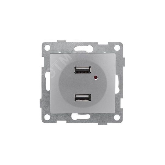 GUSI Bravo механизм розетки USB,  двойной,  скрытая  установка. Цвет  серебро. GUSI Electric С10USB2-004