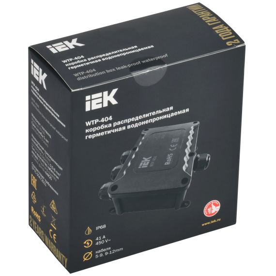 Коробка распределительная герметичная WTP-404 4 ввода IP68 IEK
