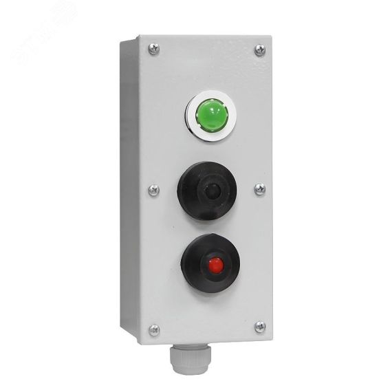 Пост управления ПКУ-15-21.131-40У2 (1хСКЛ11 зеленая 220В + 1хВК30(1з+1р) черная + 1хКЕ131/2 (1з+1р) красная гриб с фиксацией + PG-19) Электротехник ЕТ520146