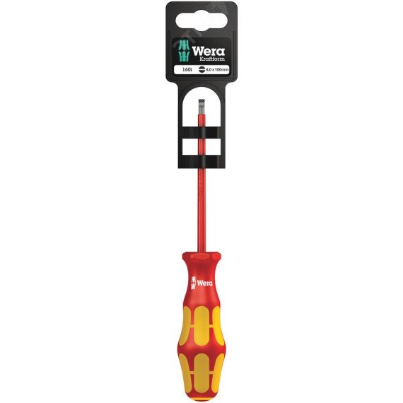 Отвертка диэлектрическая шлицевая 160 i SL VDE SB 0.8 x 4 x 100 мм с держателем-еврослот WERA WE-100003