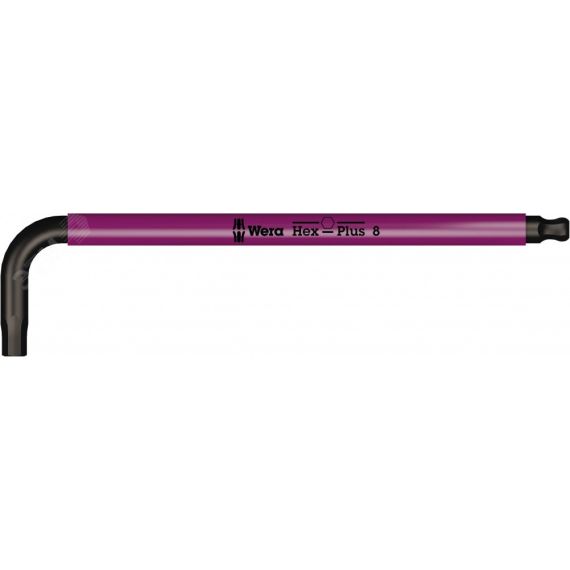 Ключ Г-образный 950 SPKL HF Multicolour с функцией фиксации крепежа с шаром 8 x 195 мм WERA WE-022204