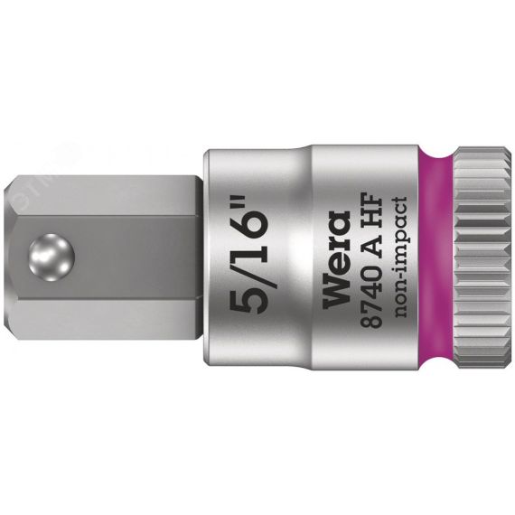 Головка торцевая 8740 A Hex-Plus HF Zyklop со вставкой под внутренний шестигранник DR 1/4 с функцией фиксации крепежа 5/16 x 28 мм WERA WE-003389