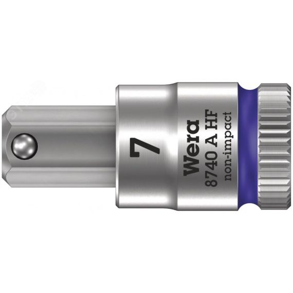 Головка торцевая 8740 A Hex-Plus HF Zyklop со вставкой под внутренний шестигранник DR 1/4 с функцией фиксации крепежа 7 x 28 мм WERA WE-003341