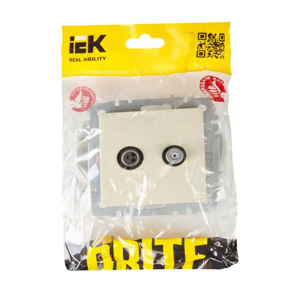 BRITE Розетка двойная TV+SAT РТВ/РСп12-БрКр бежевый IEK