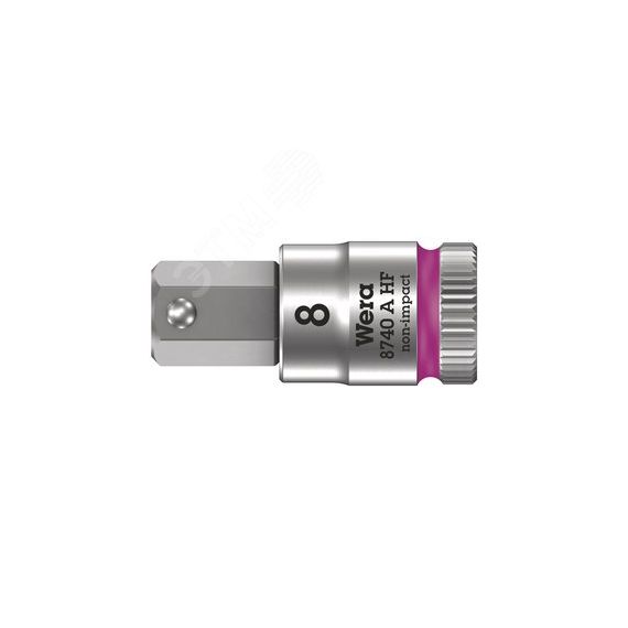 Головка торцевая 8740 A Hex-Plus HF Zyklop со вставкой под внутренний шестигранник DR 1/4 с фиксацией крепежа 1/8 x 28 мм WERA WE-003383