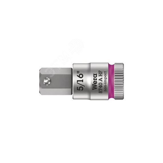 Головка торцевая 8740 A Hex-Plus HF Zyklop со вставкой под внутренний шестигранник DR 1/4 с функцией фиксации крепежа 5/16 x 28 мм WERA WE-003389