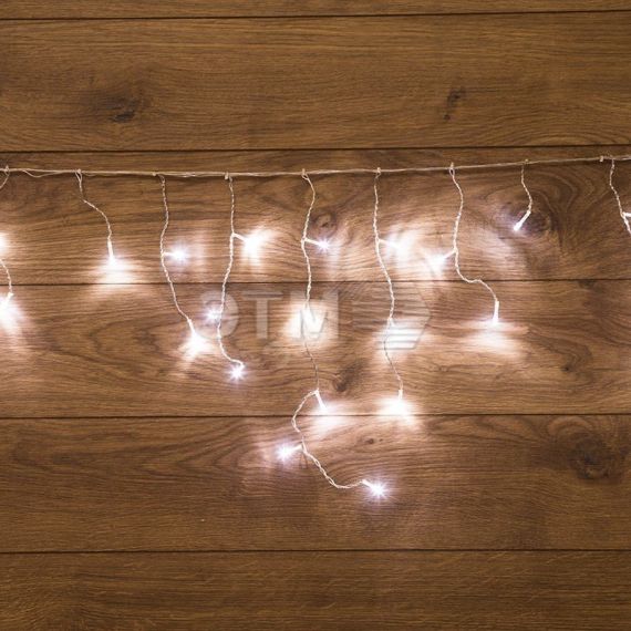 Гирлянда светодиодная Бахрома 3х0,8 м 200 LED белые, прозрачный ПВХ Neon-Night 255-065