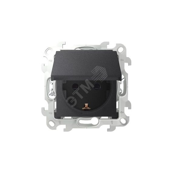 Розетка 2К+З IP44 Push&Go, графит Simon 2420448-038