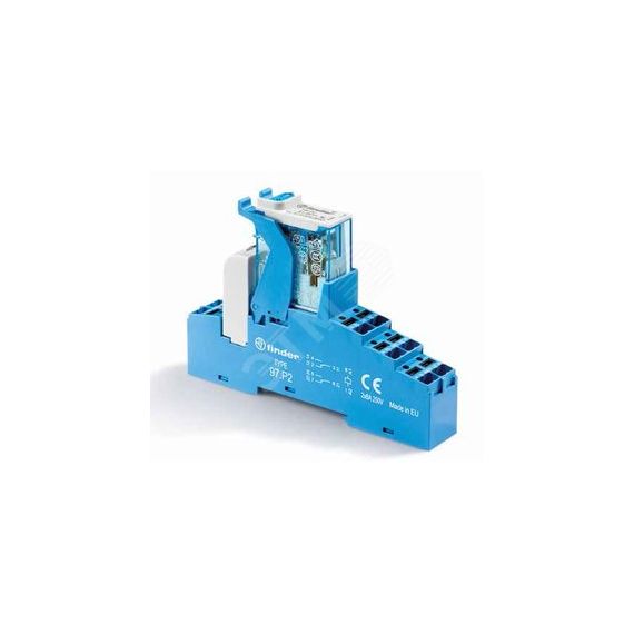 Модуль интерфейсный (сборка 46.52.8.012.0040 + 99.02.0.024.98 + 97.P2SPA), реле, 2CO 8A, контакты AgNi, питание 12В AC, категория защиты IP20, безвинт FINDER 4C.P2.8.012.0060SPA