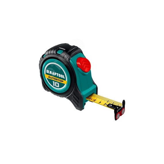Профессиональная рулетка с автостопом AutoStop 10м х 25мм KRAFTOOL 3412-10-25