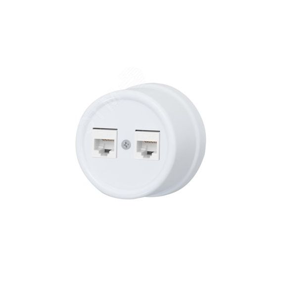 Розетка RJ45 информационная двойная, пластик, цвет белый Бирони B1-302-21