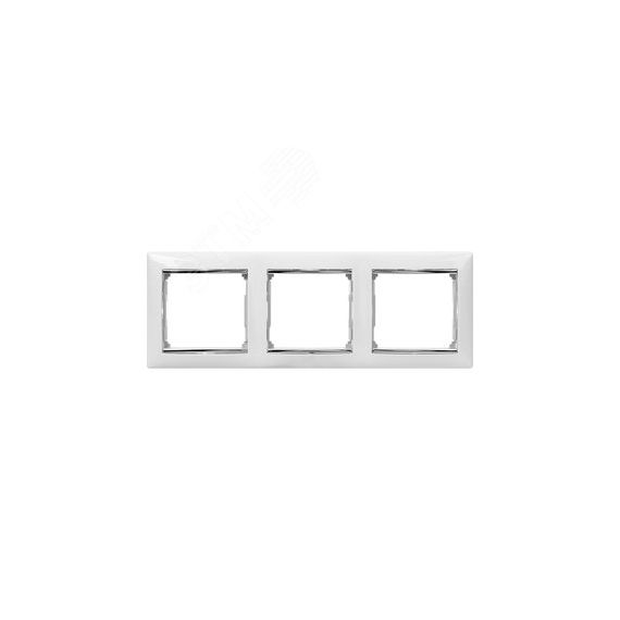 VALENA Рамка 3 поста горизонтальный монтаж белая/серебро Daccord/Legrand 770493