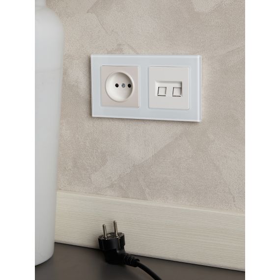 BRITE Рамка 2 -местная РУ-2-2-БрБ стекло белый IEK