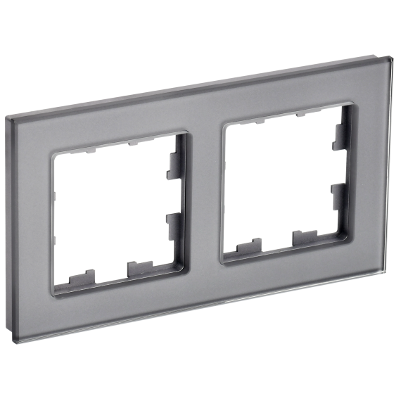 BRITE Рамка 2 -местная РУ-2-2-БрСе стекло серый IEK