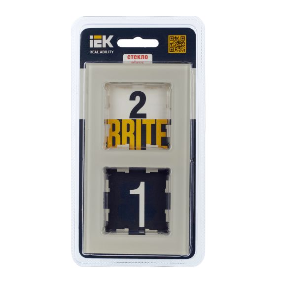 BRITE Рамка 2 -местная РУ-2-2-БрВа стекло ванильный IEK