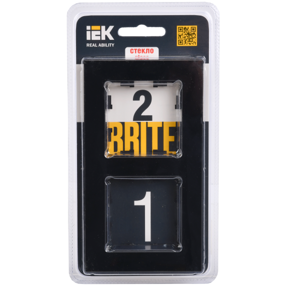 BRITE Рамка 2 -местная РУ-2-2-БрЧ стекло черный IEK