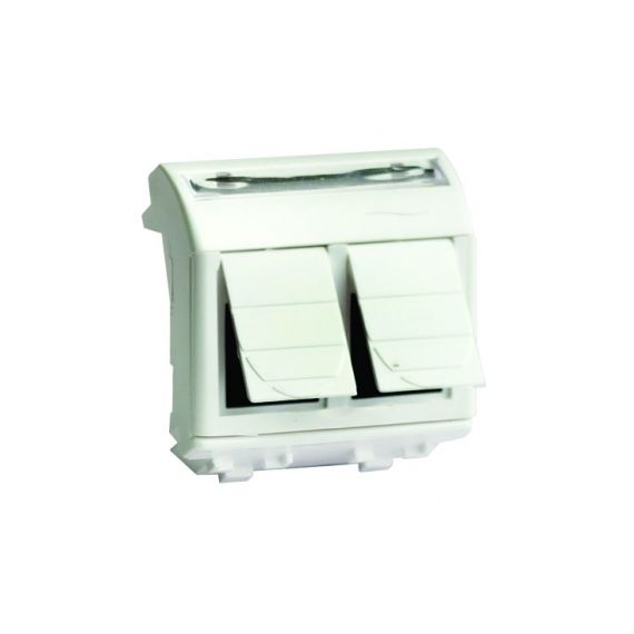 Ком.роз. двойная RJ45 кат.5e, Brava, белая, 2мод