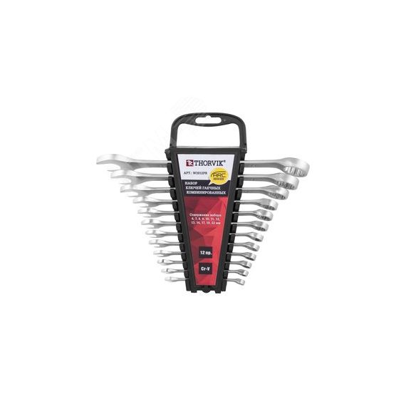 Набор ключей гаечных комбинированных серии ARC на держателе, 6-22 мм, 12 предметов Thorvik W3S12PR
