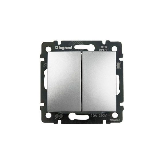 VALENA Кнопка перекидная двухклавишная алюминий Daccord/Legrand 770218
