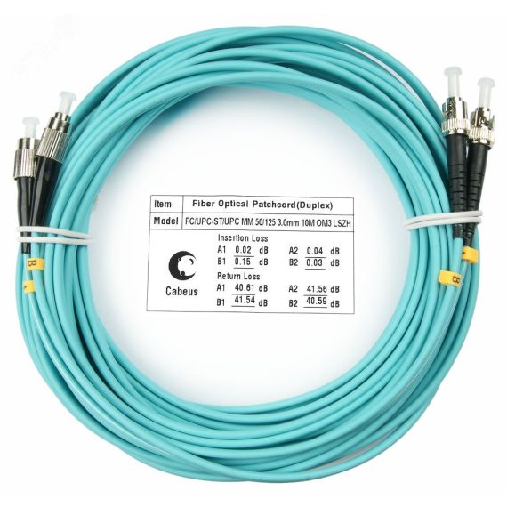 Шнур оптический duplex 25м FC-ST 50/125 мм OM3 LSZH Cabeus FOP-50-FC-ST-25m