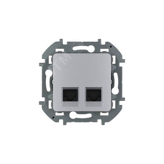 Двойная розетка RJ 45 категория 6 UTP INSPIRIA алюминий Daccord/Legrand 673842